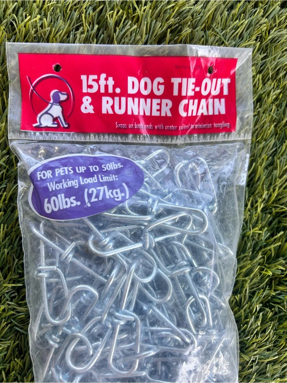 15ft Silver Dog Tie-Out & Runner Chain